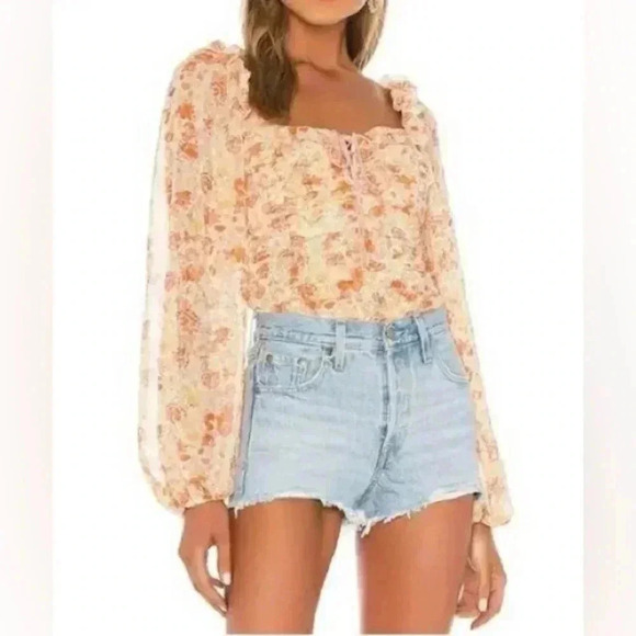 Free People Mable Printed Blouse in Spring Floral - Picture 3 of 13